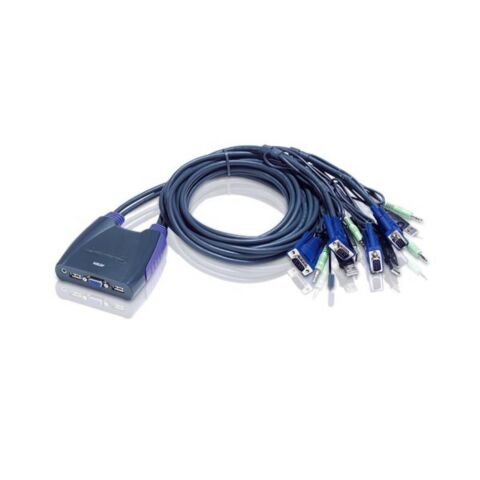 Aten 4-Port USB VGA Audio Cable KVM Switch/W/1.2M CABLE